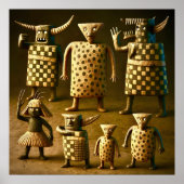 Odd Friends - Tribal & Dots市松模様にポスター ポスター (正面)