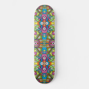 Odd smiling critters in a whimsical pattern design スケートボード