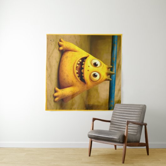 OddFriends – ハッピーイエローモンスターポスター タペストリー (インサイチュ(横))