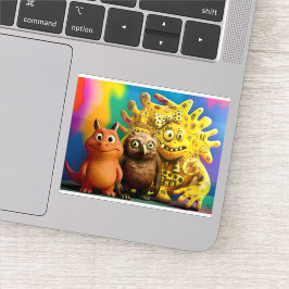 OddFriends – Colorful Fantasy Creature Trio Canvas シール