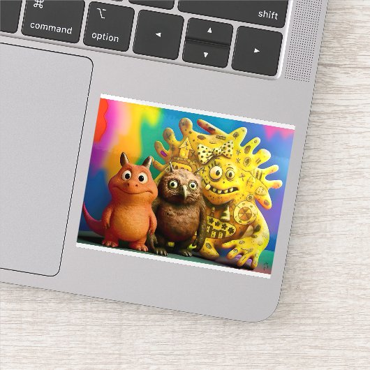 OddFriends – Colorful Fantasy Creature Trio Canvas シール (詳細)