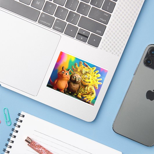 OddFriends – Colorful Fantasy Creature Trio Canvas シール (ノートパソコンとiPhone)