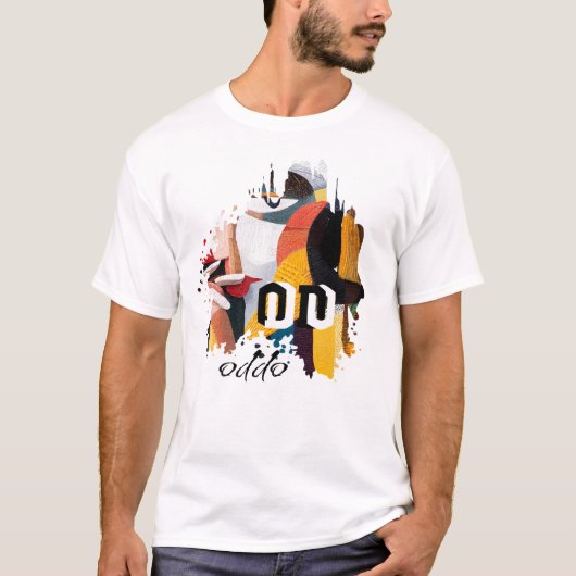 ODDO 抽象的なブラシ アート | モダンでカラフルな表現 Tシャツ (正面)