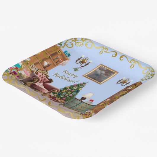 Ode to The Nutcracker Ballet Blue ペーパープレート (傾斜あり)