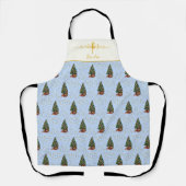 Ode to The Nutcracker Blue Tree Gold Accent エプロン (正面)