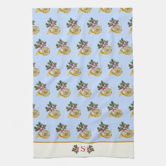 Ode to The Nutcracker French Horn Blue キッチンタオル (縦)