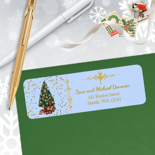 Ode to The Nutcracker Tree Blue Address Label ラベル