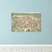 Odenseの地図， 'Civitates Orbis Terrarum'からの'by キャンバスプリント (インサイチュ (ウッドフロア))