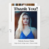 %odernスクリプトの卒業感謝していのメッセージ サンキューカード (正面/裏面)