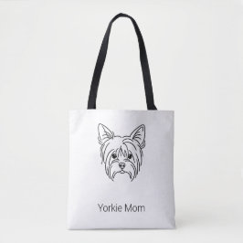 odern Yorkie Face Line Art  | Personalized Name トートバッグ