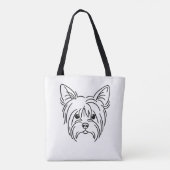odern Yorkie Face Line Art  | Personalized Name トートバッグ (裏面)