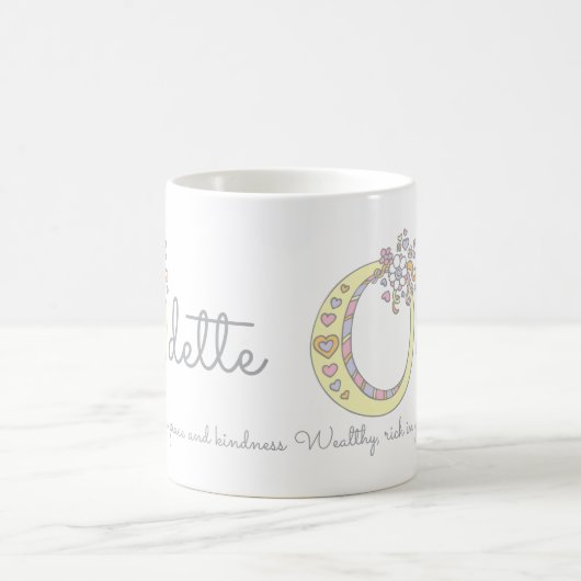 Odetteは意味マグとのOの装飾的な名前に文字を入れます コーヒーマグカップ (中央)