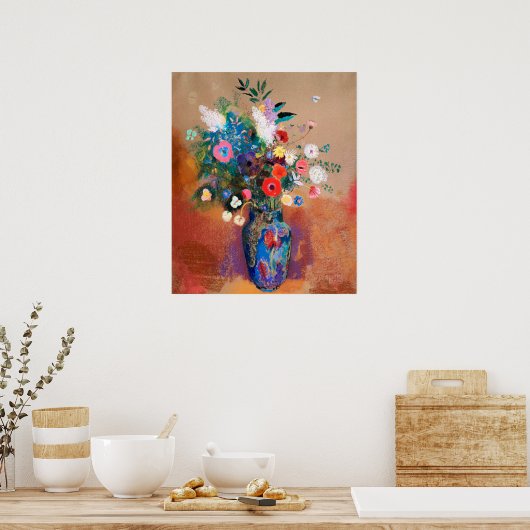 Odilon Redon's painting, Bouquet of Flowers, ポスター (キッチン)