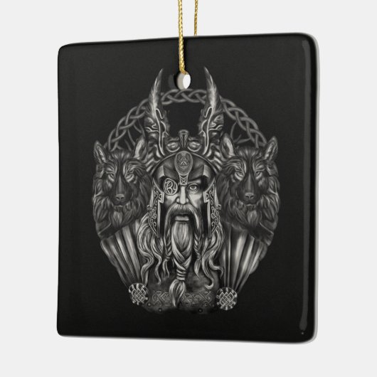 Odinおよび彼のオオカミGeriおよびFreki セラミックオーナメント (左)