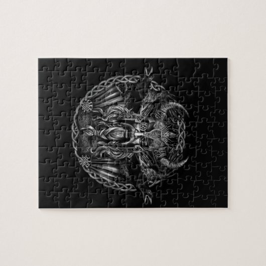 Odinおよび彼のHuginnおよびMuninnをあさり歩きます ジグソーパズル (横)