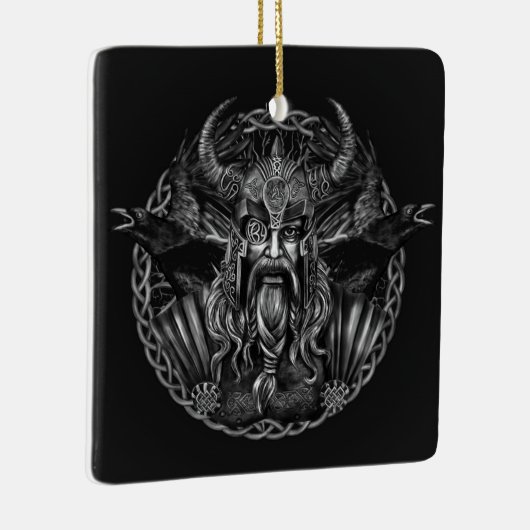 Odinおよび彼のHuginnおよびMuninnをあさり歩きます セラミックオーナメント (右)