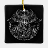 Odinおよび彼のHuginnおよびMuninnをあさり歩きます セラミックオーナメント (正面)