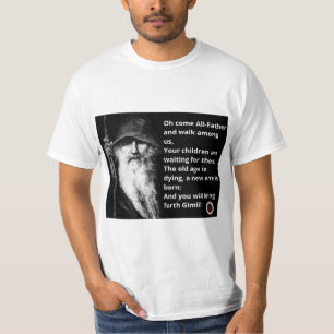 Odinのイメージ及び文字のより禿げた上昇のロゴが付いているTシャツ Tシャツ