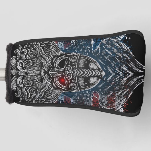 Odinのワタリガラスおよび剣のバイキングの神話米国の旗 ゴルフヘッドカバー (正面)