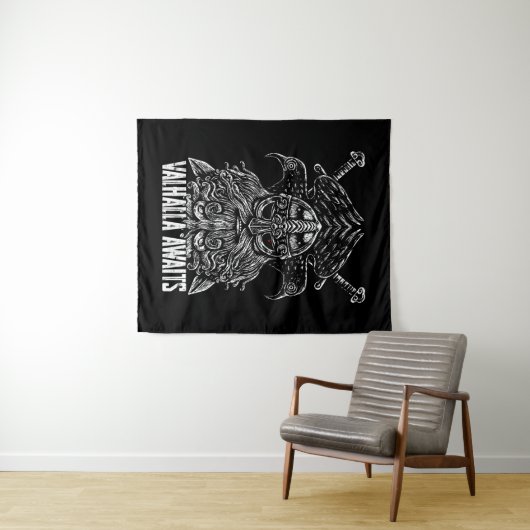 Odinのワタリガラスのバイキングの神話ヴァルハラは待ちます タペストリー (インサイチュ(横))