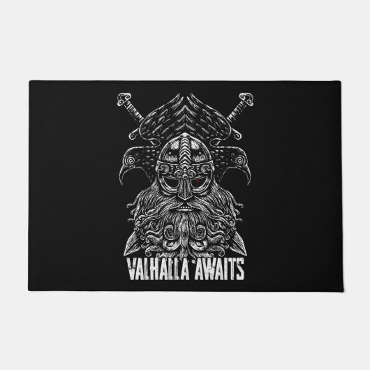 Odinのワタリガラスのバイキングの神話ヴァルハラは待ちます ドアマット (正面)