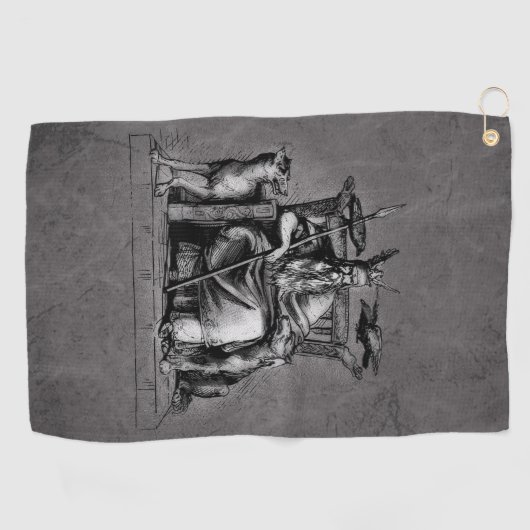 Odinは彼の石造りの王位のバイキングの神話であさり歩きます ゴルフタオル (横)