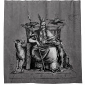 Odinは彼の石造りの王位のバイキングの神話であさり歩きます シャワーカーテン (正面)