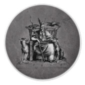 Odinは彼の石造りの王位のバイキングの神話であさり歩きます セラミックノブ (正面)