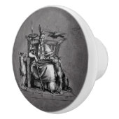 Odinは彼の石造りの王位のバイキングの神話であさり歩きます セラミックノブ (右)