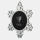 Odin-はグラフィックOdinの角の記号です スノーフレークピューターオーナメント (右)