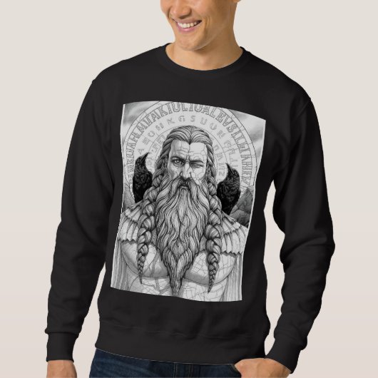 Odin Allfather Norse Mythology Sketch Art Hoodie スウェットシャツ (正面)