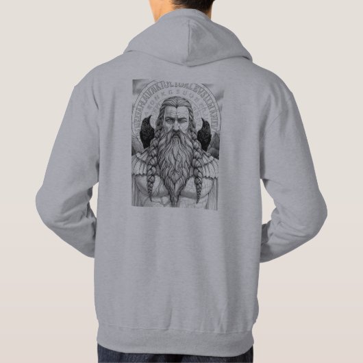 Odin Allfather Norse Mythology Sketch Art Hoodie パーカ (裏面)