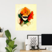 Odiron Redon - The Masked Anemone、抽象芸術・アート ポスター (ホームオフィス)