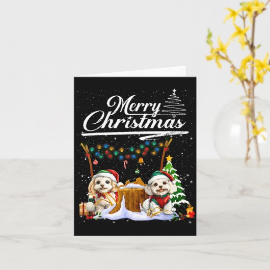 Odle Christmas Tree Lights Decorations Dog Lover X カード (黄色い花)