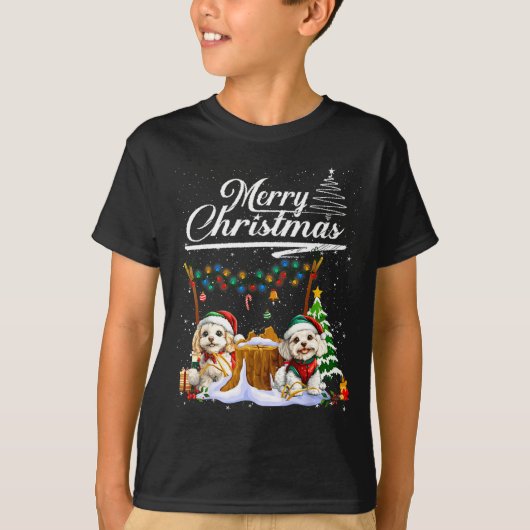 Odle Christmas Tree Lights Decorations Dog Lover X Tシャツ (正面)