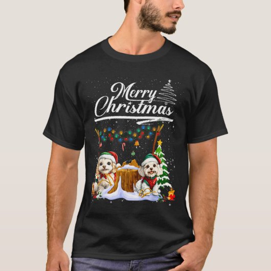 Odle Christmas Tree Lights Decorations Dog Lover X Tシャツ (正面)