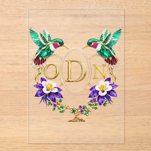 ODN Hummingbird Any Letters Custom Wedding アクリル招待状 (正面)