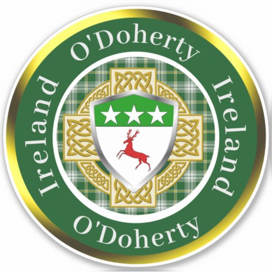 O'Doherty Irish Shield/Celtic Cross Personalized シール (正面)