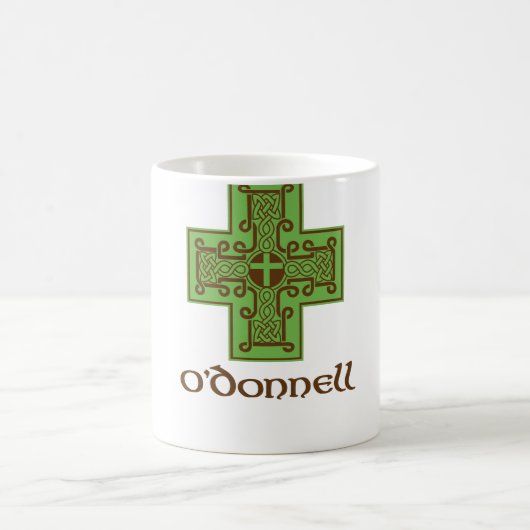 O'Donnellのロゴの緑およびブラウン コーヒーマグカップ (中央)
