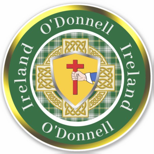 O'Donnell Irish Shield/Celtic Cross Personalized シール (正面)