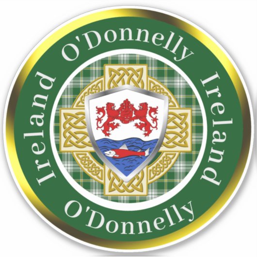 O'Donnelly Irish Shield/Celtic Cross Personalized シール (正面)