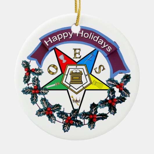 OESの休日のリース セラミックオーナメント (正面)