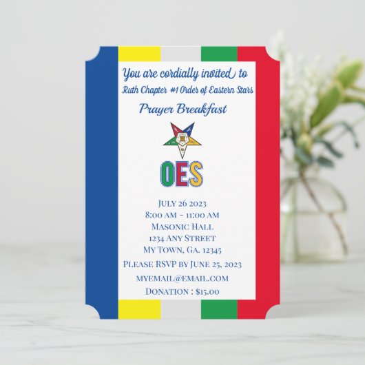 OES祈りの言葉ブレックファスト招待状 招待状 (スタンド正面)