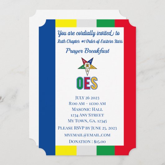 OES祈りの言葉ブレックファスト招待状 招待状 (正面/裏面)