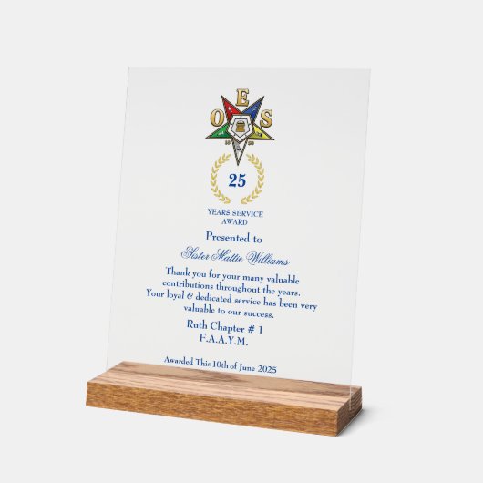 OES Years Services賞 アクリルサイン (傾斜)