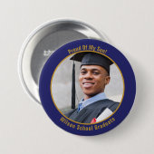 Of 誇りを持った Your Graduate Photo Button金ゴールドと青 缶バッジ (正面&裏面)