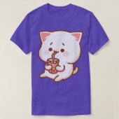 Of a kawaii cat drinking bubble tea tシャツ (デザイン正面)