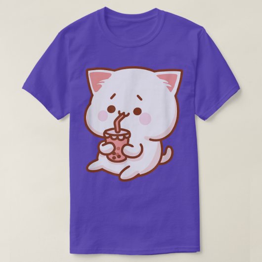 Of a kawaii cat drinking bubble tea tシャツ (デザイン正面)