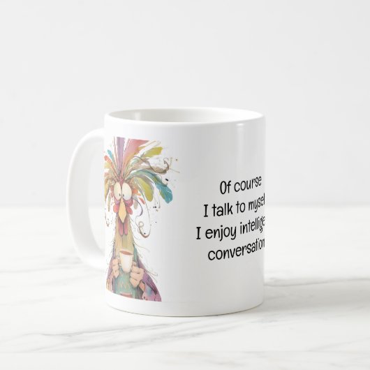 Of Course I Talk to Myself Rooster Cute コーヒーマグカップ (正面左)