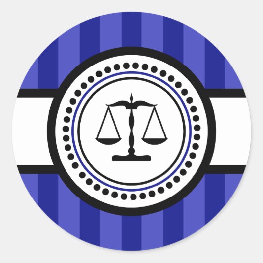Of Justice はかりで測ストライプ Labelsラベル(Navy Blue) ラウンドシール (正面)